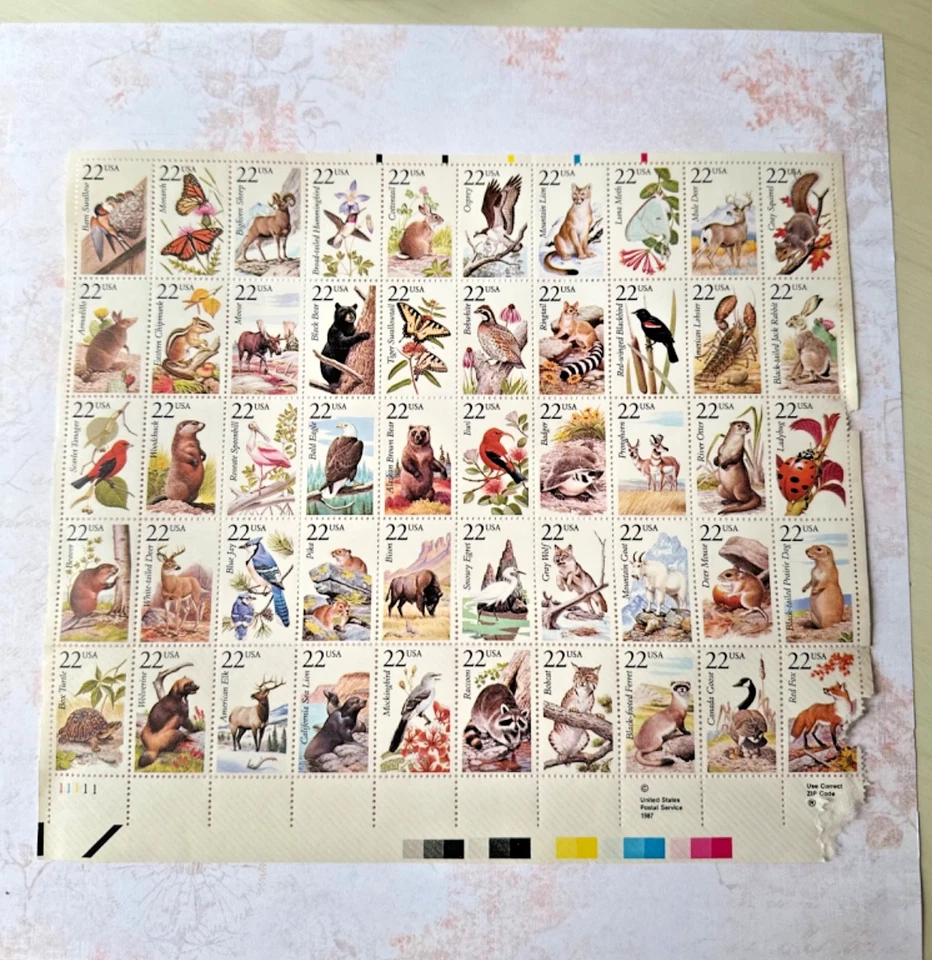 Vintage unused 1987 22c Wildlife Postage Stamps, Scott #2286-2335 - Image 1 of 4