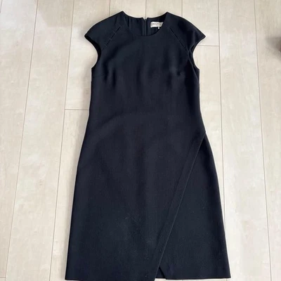 Emilio Pucci Wool Black Midi Dress French Sleeve Cut-Out Shoulders US 44 - Image 1 of 4