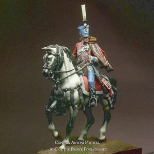 1/32 54mm Resin Model Kit French Hussar Captain Horseman A-1199 Unpainted - Picture 1 of 5
