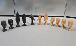 1960's Hand-carved African Makonde Chess Pieces (11 pieces total) Incomplete Set - Picture 1 of 24