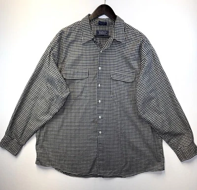 Camisa Harold Powell Para Hombres Talla XXL Azul Verde Crema Cuadros Franela Abotonada Foto 1 de 4