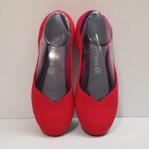 Rothys Scooter Bright Red The Flats Comfort Ballet Shoe Classic Round Toe Sz 8.5 - Picture 1 of 15