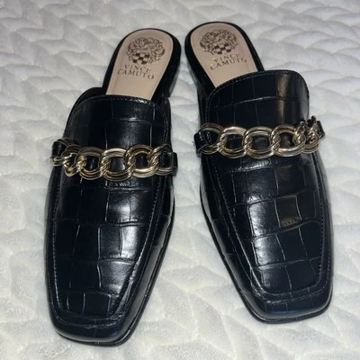 Vince Camuto Rachey Leather Mule with Chain Detail Rich Black size 9,5 - Image 1 of 4