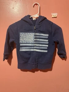 Suéter Gap Niños Pequeños 4 Azul Bandera Americana Patiotic Cremallera Completa Con Capucha - Imagen 1 de 9