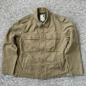 Old Navy Military Style Jacket XL Khaki Beige Zip & Snap Distressed Chore Coat - Picture 1 of 18