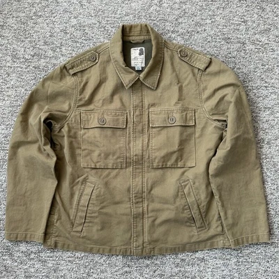 Antigua Chaqueta Estilo Militar Azul Marino XL Caqui Beige Cremallera y Presión Abrigo de Tareas Envejecido Foto 1 de 4
