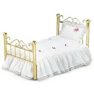 AMERICAN GIRL DOLL Samantha Brass Bed White Ruffle Bedding Pillow Comforter - Picture 1 of 13