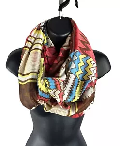 NWOT Colorful Abstract Print Infinity/Circle Scarf Art/Boho/Graphic Lightweight - Picture 1 of 6