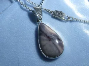 Sterling Pendant 25 X 14mm Porcelain Jasper 18" AK Chain & Clasp Konder #289 - Picture 1 of 5