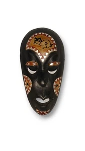 Handpainted 8" Indonesian Wooden Tribal Mask with Mother of Pearl Inlays - Bild 1 von 7