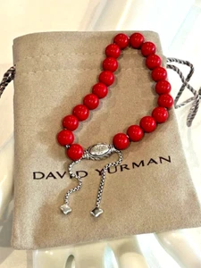 .925 D.YURMAN SPIRITUAL 8mm RED CORAL BEAD D.Y.925 DRAW CLASP-LK/N-hnu - Picture 1 of 3