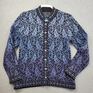 Nomadic Traders Womens Cardigan Sweater Size Small Nordic Silver Buttons Floral - Picture 1 of 13