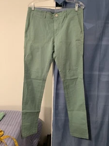 *Zara Man - Men's Light Green Cotton Chino Straight Trousers Size 32x32 - Picture 1 of 8