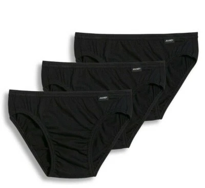 New Men's Jockey 3-pack (Black) Color Bikini Briefs Underwear 100% Cotton - Image 1 of 4