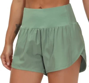 Womens High Waisted Running Shorts Quick Dry Athletic Workout Shorts with Mes... - Picture 1 of 7