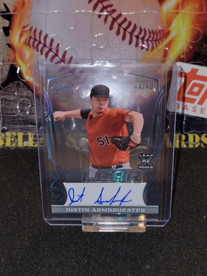 2023 Leaf Trinity #CA-JA1 Justin Armbruester Clear Platinum Auto /49 - Image 1 of 2