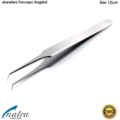 NATRA Watchmakers Tweezers 12cm Sliver Lab Microscopy Pointed Stainless Steel