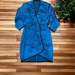 Marc Jacobs Cobalt Blue Black Trim Wrap Dress Tulip Hem Long Sleeves Sz 4 - Picture 1 of 5
