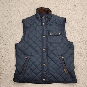 Polo Ralph Lauren Jacket Mens Large Blue Vest Quilted Snap Full Zip Corduroy A2 - Picture 1 of 18