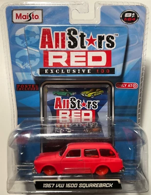 2008 Maisto All Stars Red 1:64 Target Excl CHASE 1967 VW 1600 Squareback Red - Image 1 of 2