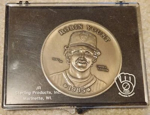 Robin Yount JR Sterling LE Coin Medallion 1985 Milwaukee Brewers w/case + stand - Picture 1 of 6
