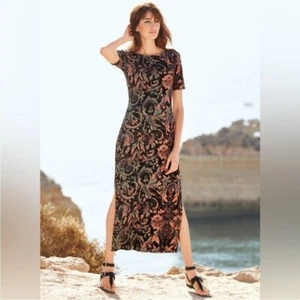 Neu mit Etikett Peruvian Connection Coramandel Kleid L Paisley Baumwolle weich Strick Bohemian NEU - Bild 1 von 9