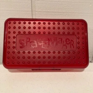 SPACEMAKER Stiftebox ROT & matt transparent Vintage 90er Kunststoff Aufbewahrungsbox - Bild 1 von 8
