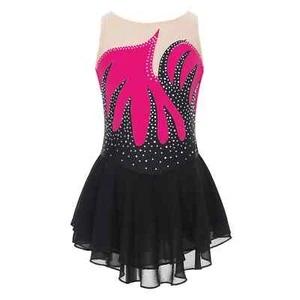 Figure Skating Performance Costume Girl Sleeveless Rhinestone Gymnastic Leotard - Picture 1 of 17