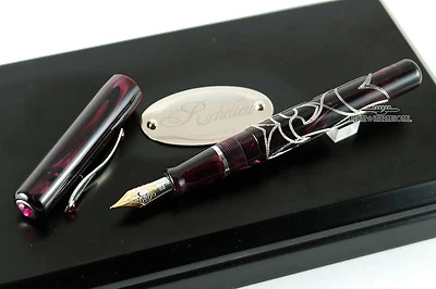 Visconti Richelieu Burgundy Sterling Silver Fountain Pen - LE #227/365 - Image 1 of 4