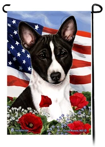 Patriotische Blumen Garten Flagge - schwarz-weiß Basenji - Bild 1 von 1