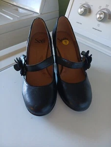 Sofft Mary Jane CALYPSO Mujer Cuero Negro Talla 7M Usado en Excelente Condición con Flor 🌼 - Imagen 1 de 9