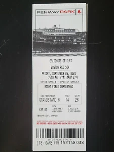 2020 Boston Red Sox vs Baltimore- September 25, 2020 ticket stub CANCELLED GAME - Picture 1 of 1