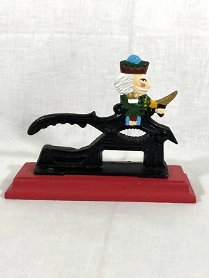 Vintage Cast Iron Soldier Wooden Red Base Nut Cracker 7.5”X 5.5”X 2.25” - Image 1 of 4