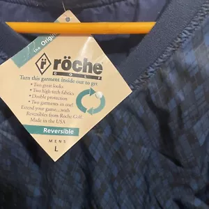 ROCHE Reversible Golf Vest Size Large V-Neck Blue & Black Tartan New Never Worn - Picture 1 of 4