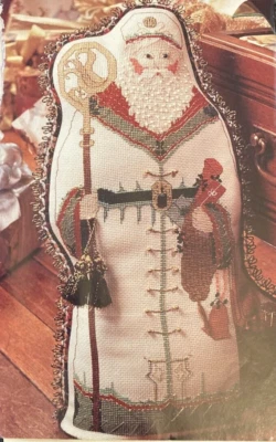 Vtg Rare St. Nicholas Doorstop Cross Stitch 1993 Pattern + Aida - Image 1 of 3
