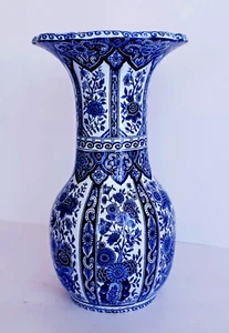 Antike DELFTER BLAU-WEISSE TROMPETENVASE TOP - REGOUT MAASTRICHT HOLLAND - Bild 1 von 5