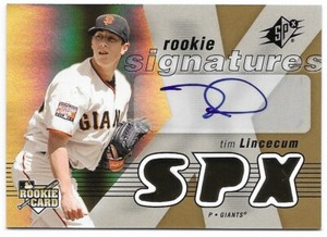 2007 SPx Tim Lincecum Rookie Signatures Auto RC #106 S.F. Giants CY Young!  NICE