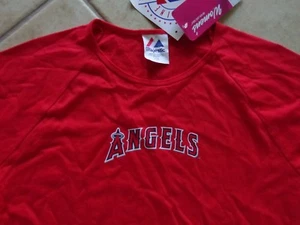 California Angels LADIES / GIRLS T-Shirt Red 12/14 ( L ) by Majestic - Picture 1 of 3