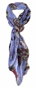 Halstuch in blau weinrot beige grau rosa schwarz geblümt - Größe 100 x 100 cm - Bild 1 von 1