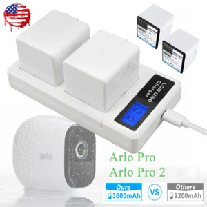 2-Pack 3.0Ah Battery + Dual Charging Station for ARLO PRO, PRO 2 Camera VMA4400 - Picture 1 of 3
