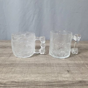 McDonald's The Flintstones Clear Frosted Glass Mug Set - Picture 1 of 10