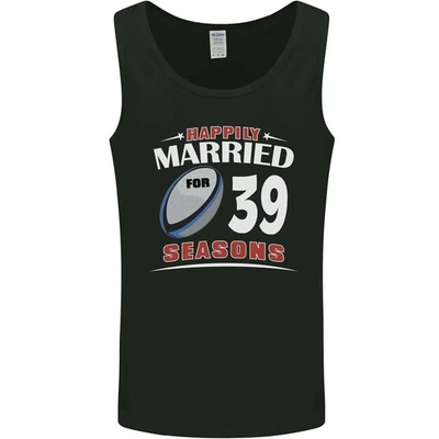 39 Year Wedding Anniversary 39th Rugby Mens Vest Tank Top - Image 1 of 4