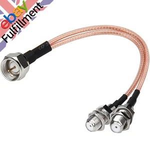 F Type Coax Cable Splitter To F Dual Female 3 Way RG316 Coaxial Cable Adapter - Picture 1 of 11
