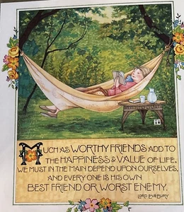 Mary Engelbreit Recycled Print-Much As Worthy Friends Add - Picture 1 of 4