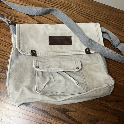 Винтажный Abercrombie & Fitch желтовато-коричневый холст гранж Messenger сумка через плечо богемное громоздкий - Изображение 1 из 4