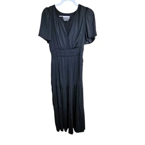 Anthropologie The Somerset Maxi Dress Black Satin - Picture 1 of 7