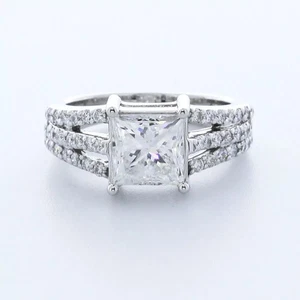 Seitenstein Verlobungsring 14K Gold 2,83 Karat Princess Lab-Grown Diamant G VS2 - Bild 1 von 5
