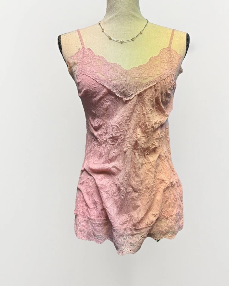 Vintage Xhilaration Women's Med Baby Y2K Lace Trim Cami Dainty Coquette Romantic - Image 1 of 3