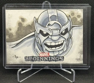 2012 UD Marvel Beginnings Serie 2 Künstler Skizze Karte Ian Yoshio Roberts Thanos - Bild 1 von 2
