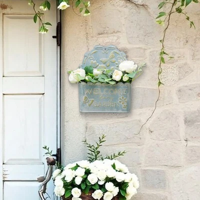 Maceta de pared rústica montada en la pared cesta colgante de metal maceta decoración de jardín Foto 1 de 3